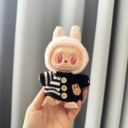 17 cm labubu clothes pendant sitting party bear label scarf hat dolls accessories