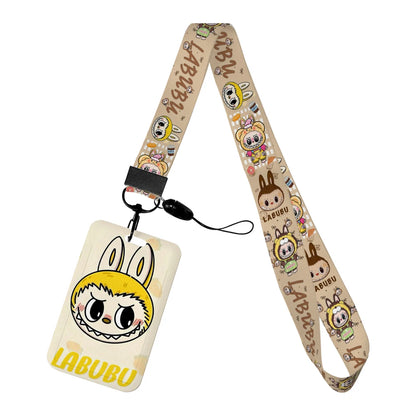 Labubu Phone Rope Cartoon Toy Student Id Card Badge Holder With Neck Strap