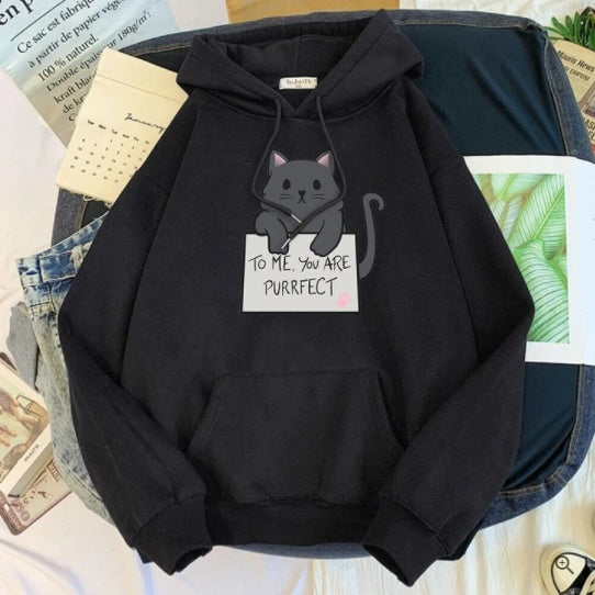 Women’s Cat Print Hoodie “You Are Purrfect” Graphic