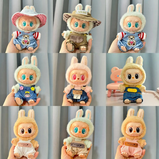 Cute Mini Plush Doll Jumpsuit Xmas Sitting Party Clothes Bib Pants Accessories