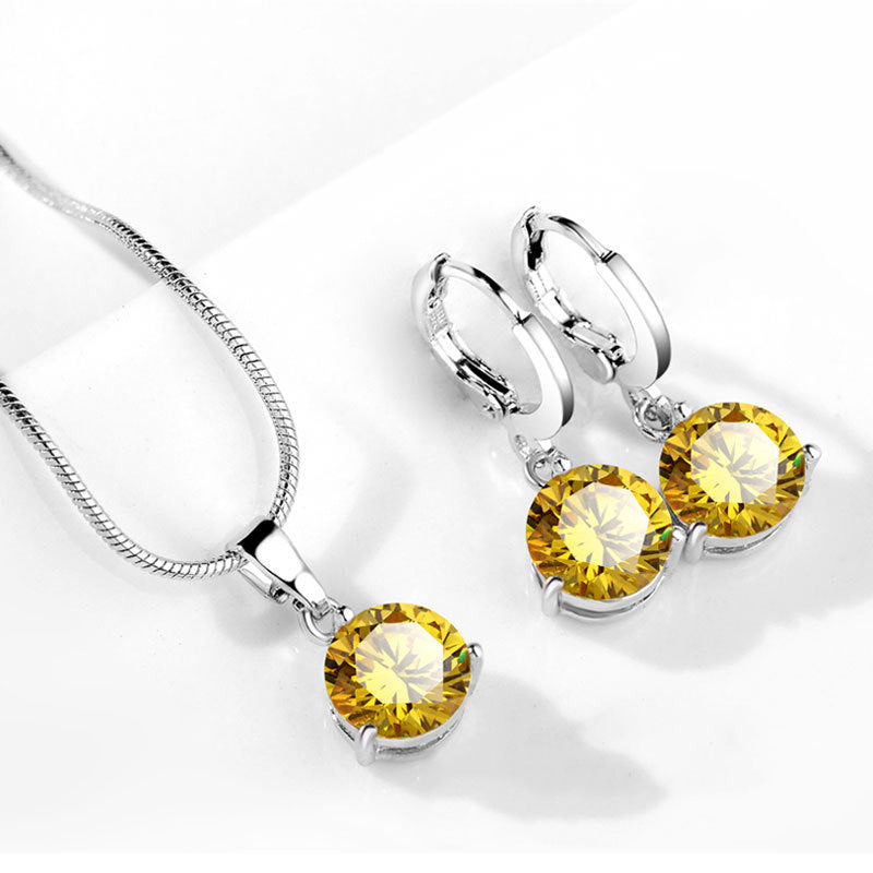 Water Drop Zircon Necklace and Earrings Set