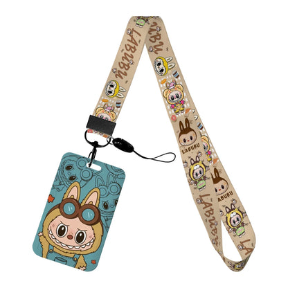 Labubu Phone Rope Cartoon Toy Student Id Card Badge Holder With Neck Strap