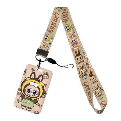 Labubu Phone Rope Cartoon Toy Student Id Card Badge Holder With Neck Strap