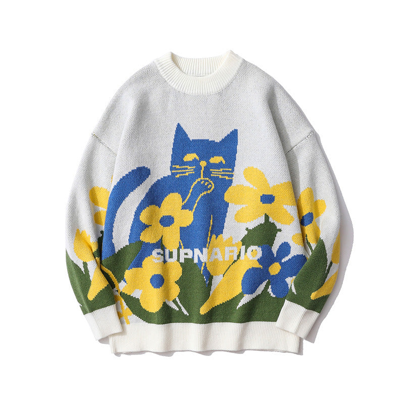 Jacquard Round Neck Sweater