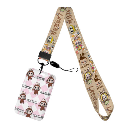 Labubu Phone Rope Cartoon Toy Student Id Card Badge Holder With Neck Strap
