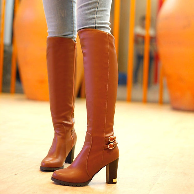 Chunky Heel Over-the-Knee Boots