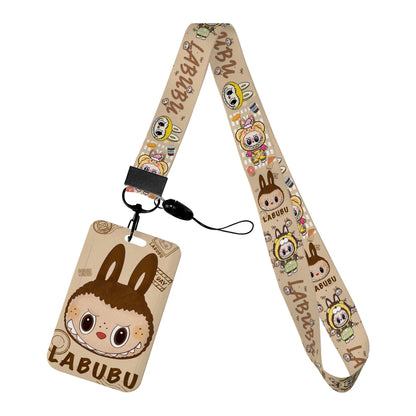 Labubu Phone Rope Cartoon Toy Student Id Card Badge Holder With Neck Strap