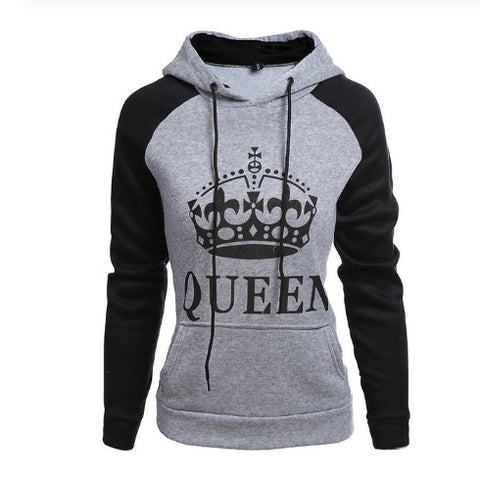 Couple Matching Hoodies with King and Queen Crown Print