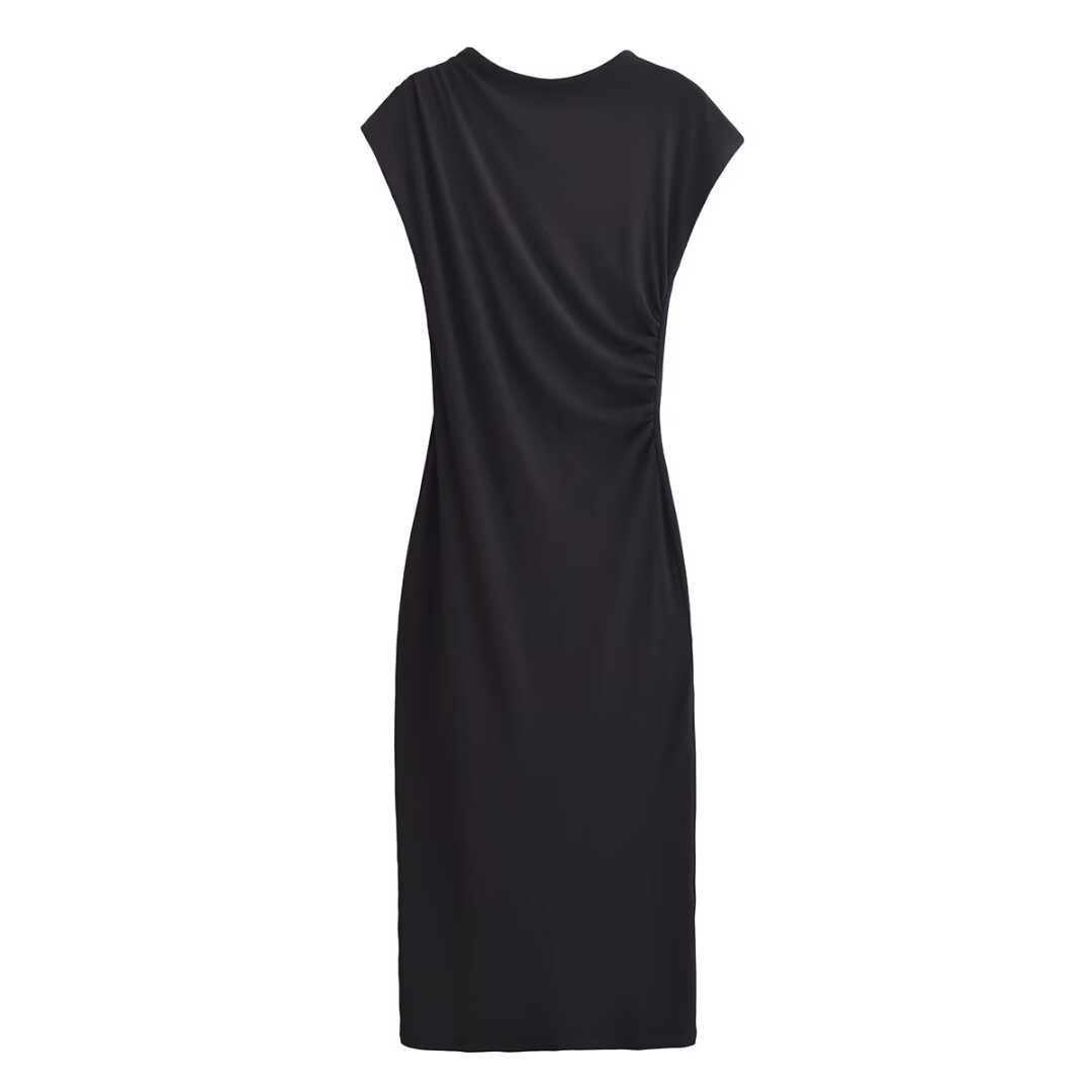 Women's Spring Summer Round Neck Short Sleeve Pleated Dress