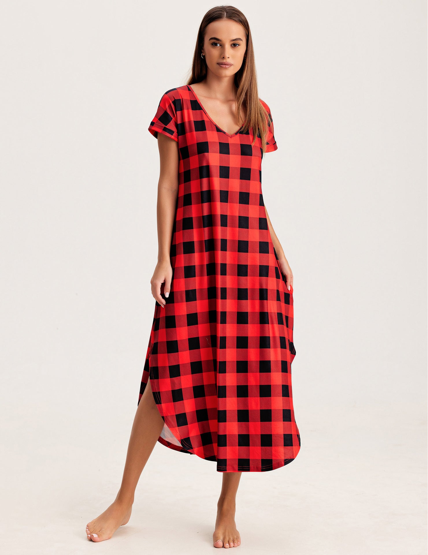 V-neck Split Irregular Hem Homewear Pajamas For Women