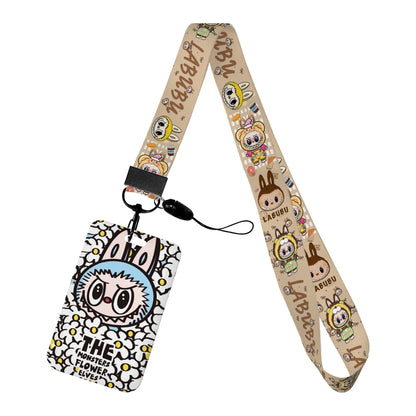 Labubu Phone Rope Cartoon Toy Student Id Card Badge Holder With Neck Strap
