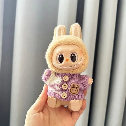 17 cm labubu clothes pendant sitting party bear label scarf hat dolls accessories
