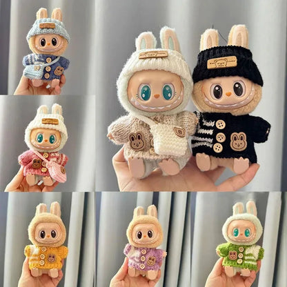 17 cm labubu clothes pendant sitting party bear label scarf hat dolls accessories