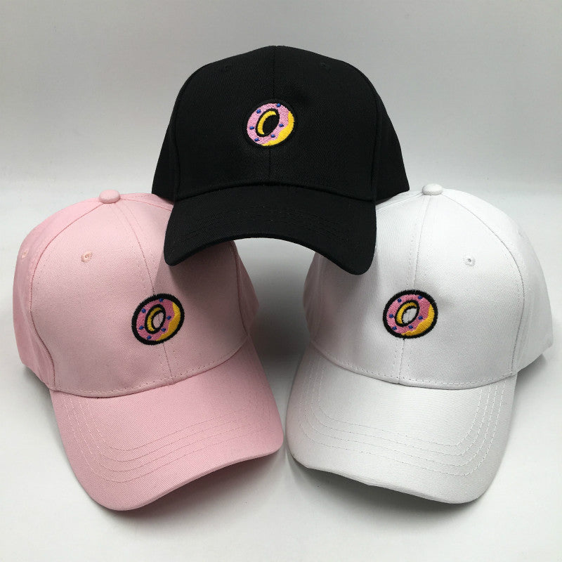 Embroidered doughnut baseball cap