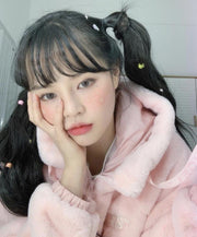 Warm Plush Hooded Sweater Coat Woman