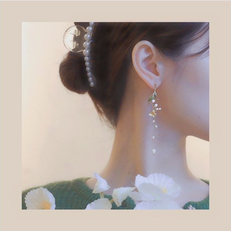 Floral Alloy Enamel Earrings