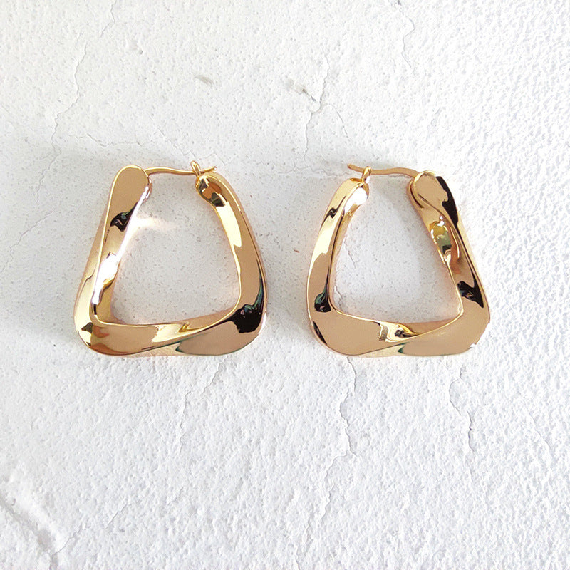 Retro Heart Copper Hoop Earrings