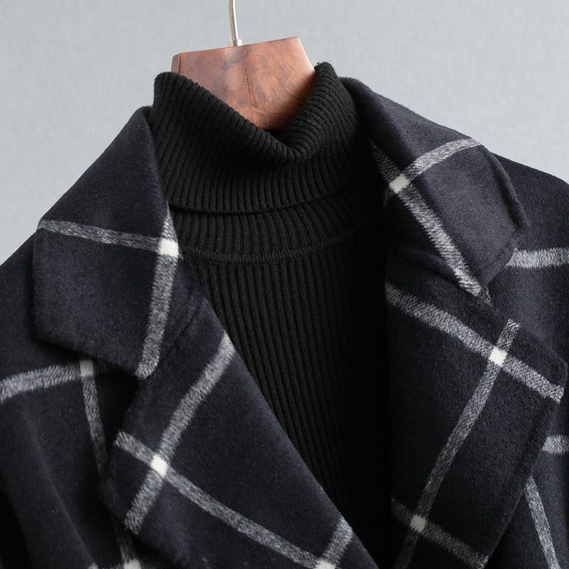 Gray Plaid Longline Coat