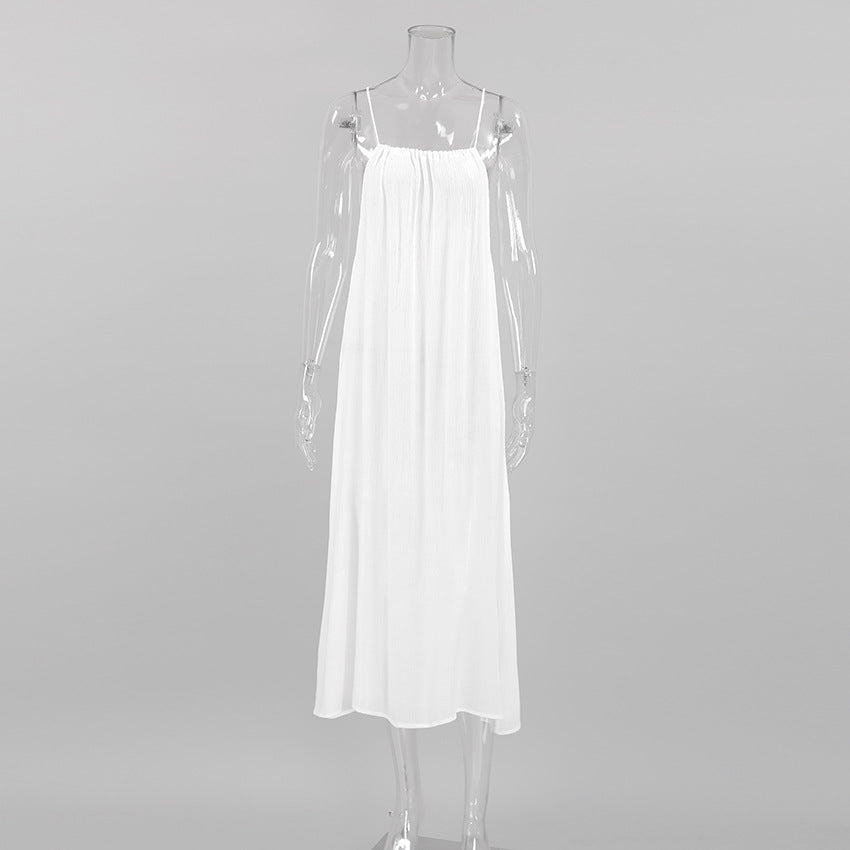Fall Halter Spaghetti Straps Long Dress Pajamas Women