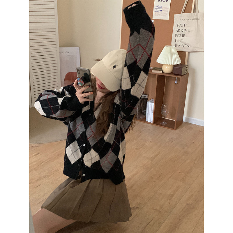 Plaid Loose Cardigan Coat