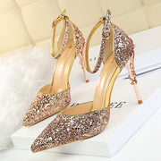 Sequined Pointed Toe Stiletto Heels