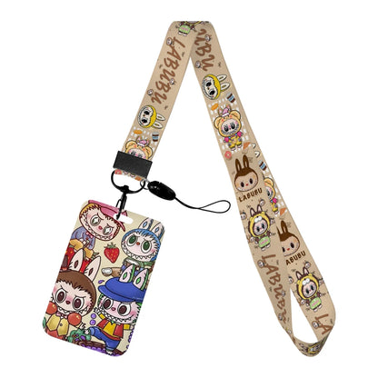 Labubu Phone Rope Cartoon Toy Student Id Card Badge Holder With Neck Strap