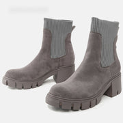Thick Heel Suede Boots