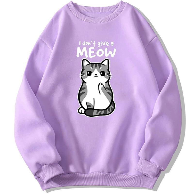 Women’s Black Cat Graphic Sweatshirt “I Don’t Give a Meow”