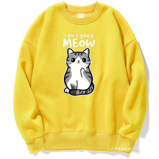 Women’s Black Cat Graphic Sweatshirt “I Don’t Give a Meow”