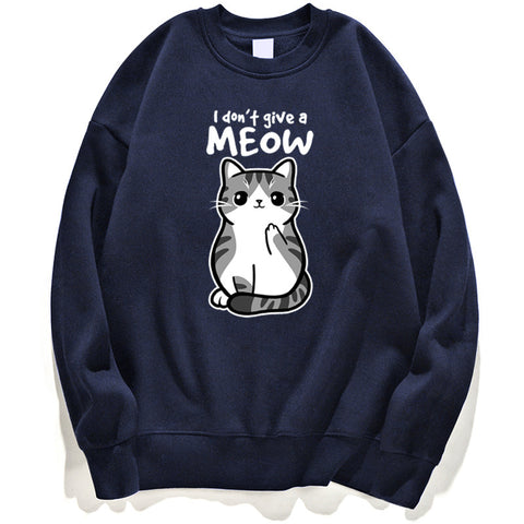Women’s Black Cat Graphic Sweatshirt “I Don’t Give a Meow”