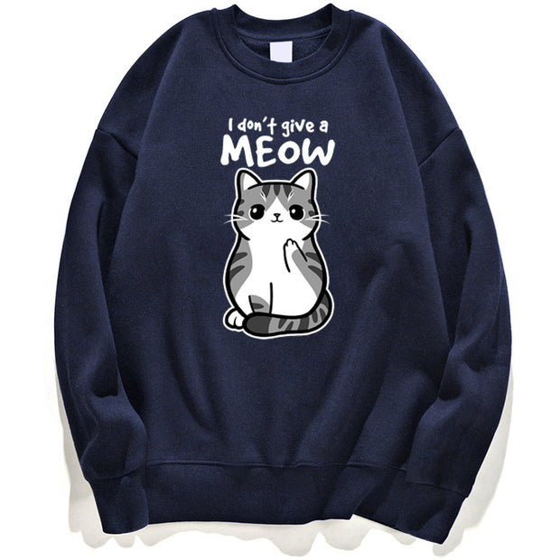 Women’s Black Cat Graphic Sweatshirt “I Don’t Give a Meow”