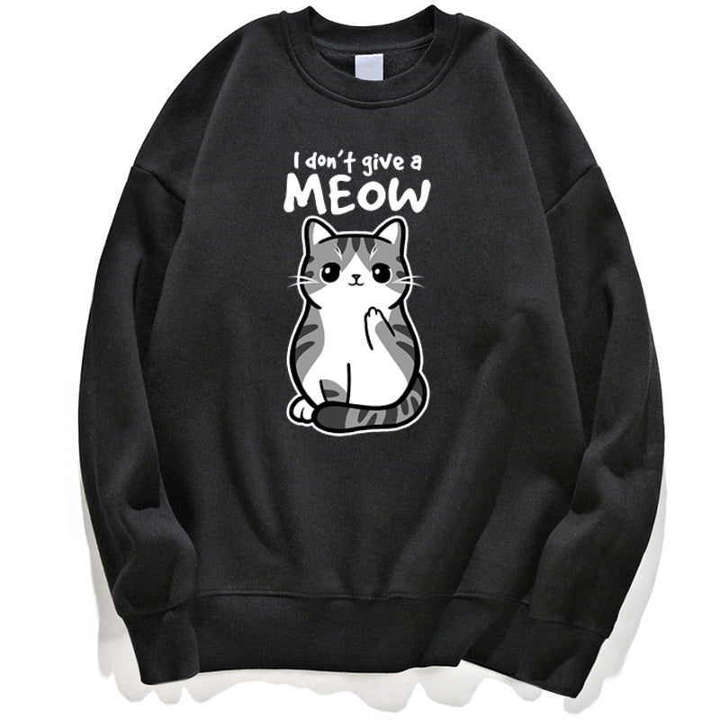 Women’s Black Cat Graphic Sweatshirt “I Don’t Give a Meow”