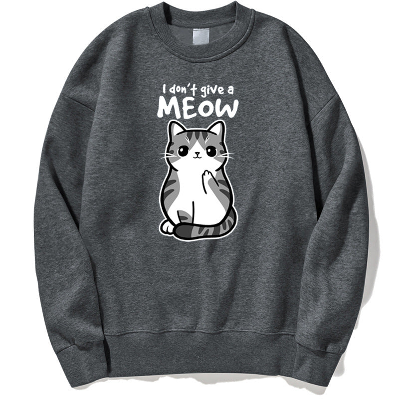 Women’s Black Cat Graphic Sweatshirt “I Don’t Give a Meow”