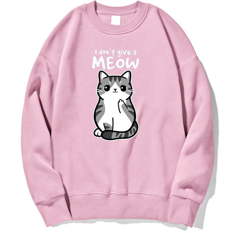 Women’s Black Cat Graphic Sweatshirt “I Don’t Give a Meow”