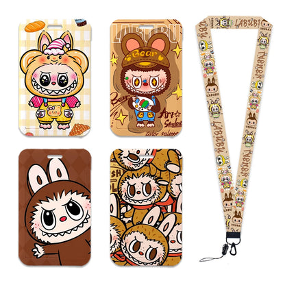 Labubu Phone Rope Cartoon Toy Student Id Card Badge Holder With Neck Strap
