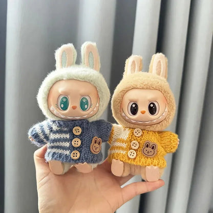 17 cm labubu clothes pendant sitting party bear label scarf hat dolls accessories
