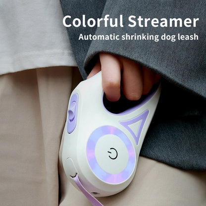 Small Medium Pet Leash Retractable And Collar Spotlight Automatic Traction Rope