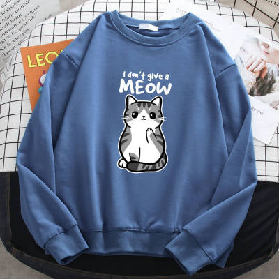 Women’s Black Cat Graphic Sweatshirt “I Don’t Give a Meow”