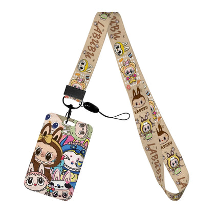 Labubu Phone Rope Cartoon Toy Student Id Card Badge Holder With Neck Strap