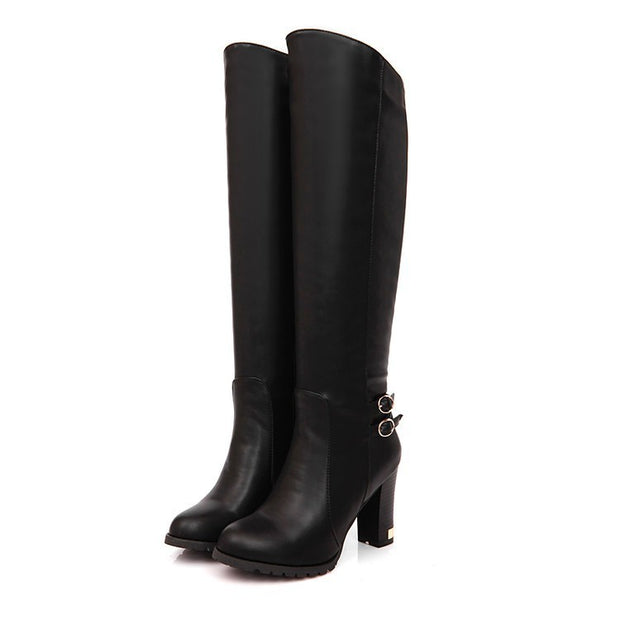 Chunky Heel Over-the-Knee Boots