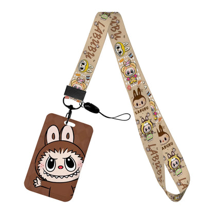 Labubu Phone Rope Cartoon Toy Student Id Card Badge Holder With Neck Strap