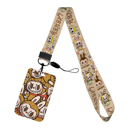 Labubu Phone Rope Cartoon Toy Student Id Card Badge Holder With Neck Strap