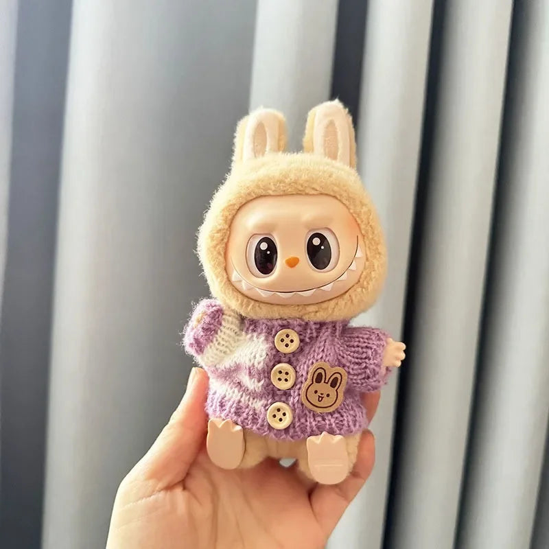 17 cm labubu clothes pendant sitting party bear label scarf hat dolls accessories