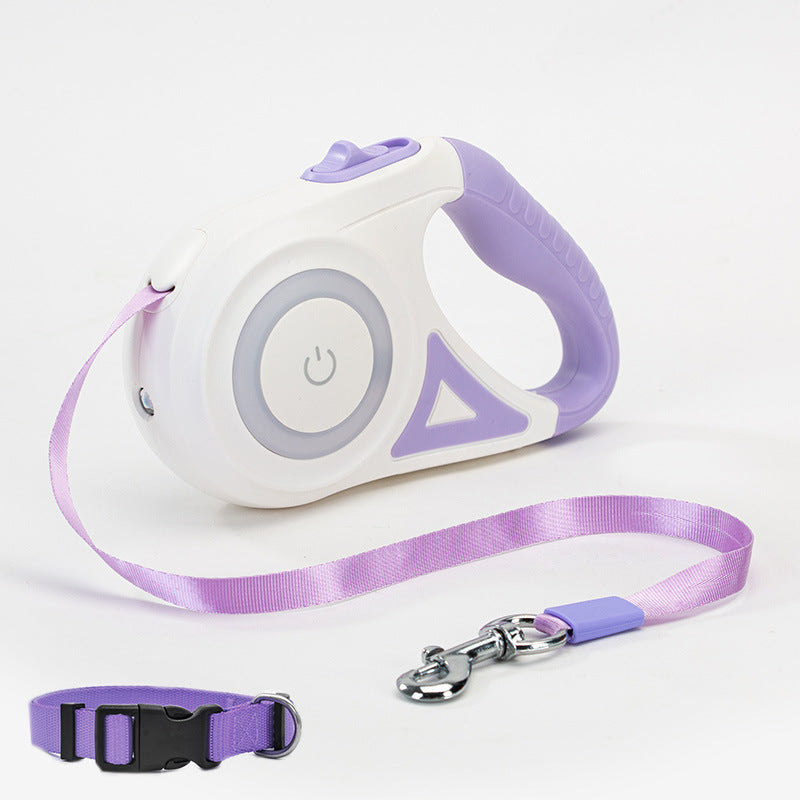 Small Medium Pet Leash Retractable And Collar Spotlight Automatic Traction Rope