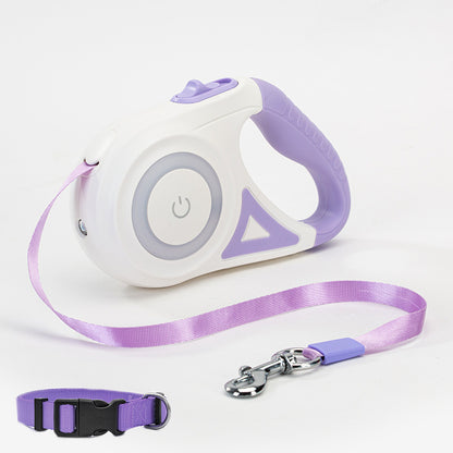 Small Medium Pet Leash Retractable And Collar Spotlight Automatic Traction Rope