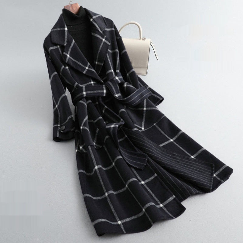 Gray Plaid Longline Coat