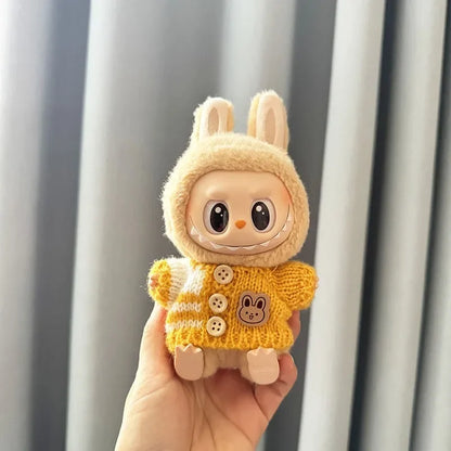 17 cm labubu clothes pendant sitting party bear label scarf hat dolls accessories