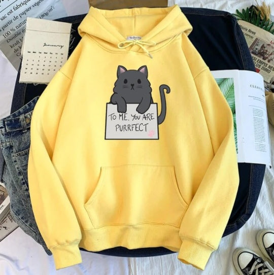 Women’s Cat Print Hoodie “You Are Purrfect” Graphic