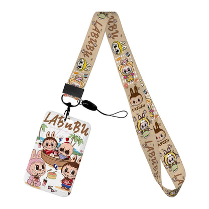 Labubu Phone Rope Cartoon Toy Student Id Card Badge Holder With Neck Strap
