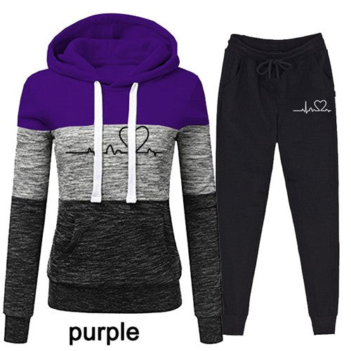 Two-Piece Fleece Hoodie Suit Set